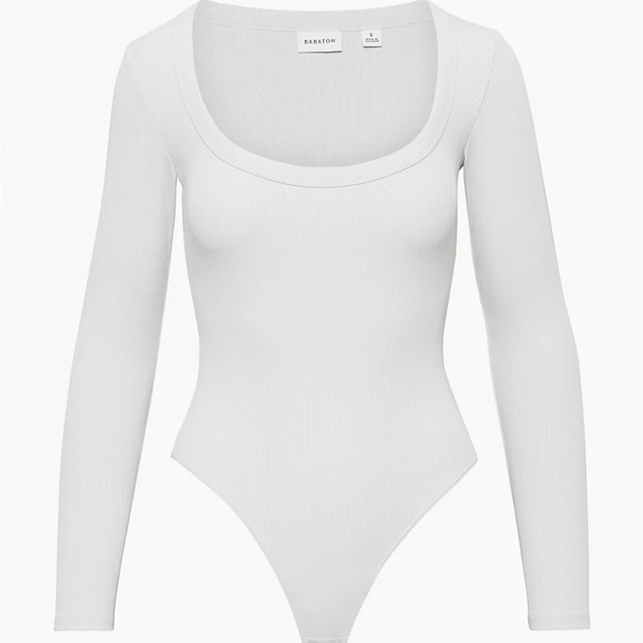 Aritzia Tops - Aritzia Babaton Formarib Scoopneck Longsleeve Bodysuit in Chrome